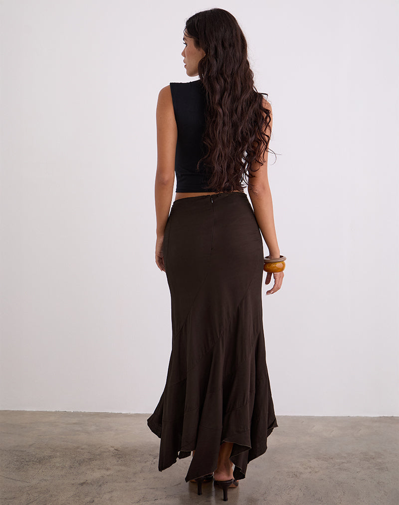 Afbeelding van Rombe Maxi Rok in Bittere Chocolade