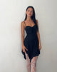 Afbeelding van Romily Mini jurk met striksluiting in zwart mesh