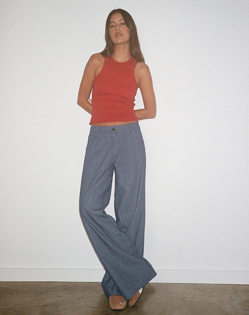 Afbeelding van Roomy Extra Wide Low Rise Jeans in Pinstripe Indigo Wash