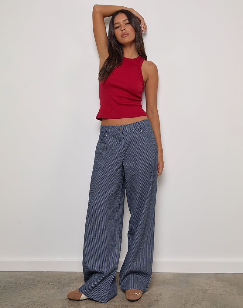 Afbeelding van Roomy Extra Wide Low Rise Jeans in Pinstripe Indigo Wash