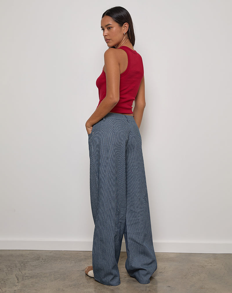 Afbeelding van Roomy Extra Wide Low Rise Jeans in Pinstripe Indigo Wash