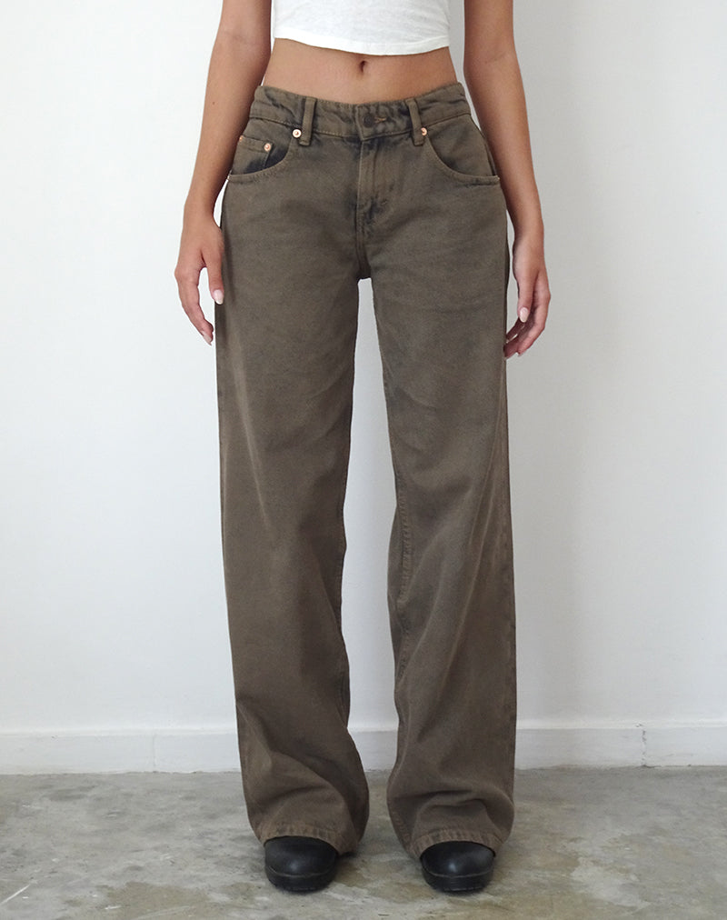 Afbeelding van Roomy Extra Wide Low Rise Jeans in Donker Zwart Zand