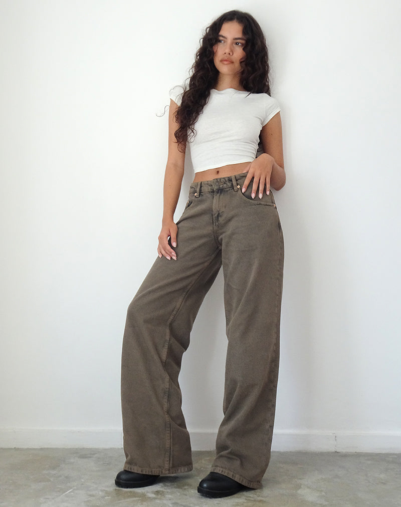 Roomy Extra Wide Low Rise Jeans in Donker Zwart Zand