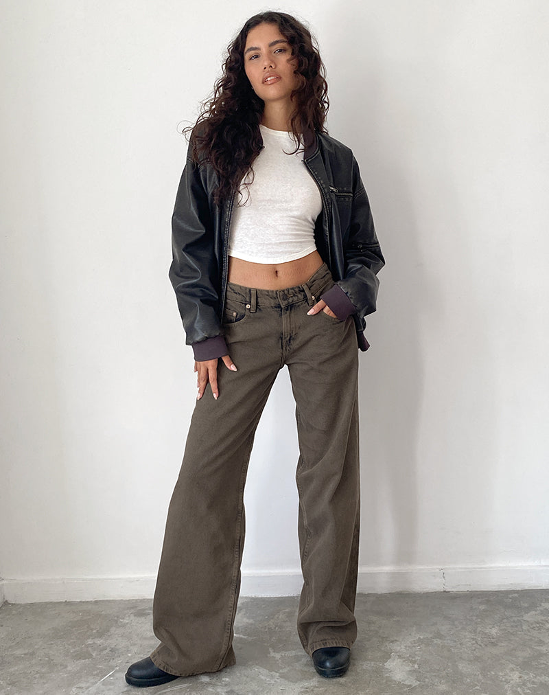 Afbeelding van Roomy Extra Wide Low Rise Jeans in Donker Zwart Zand