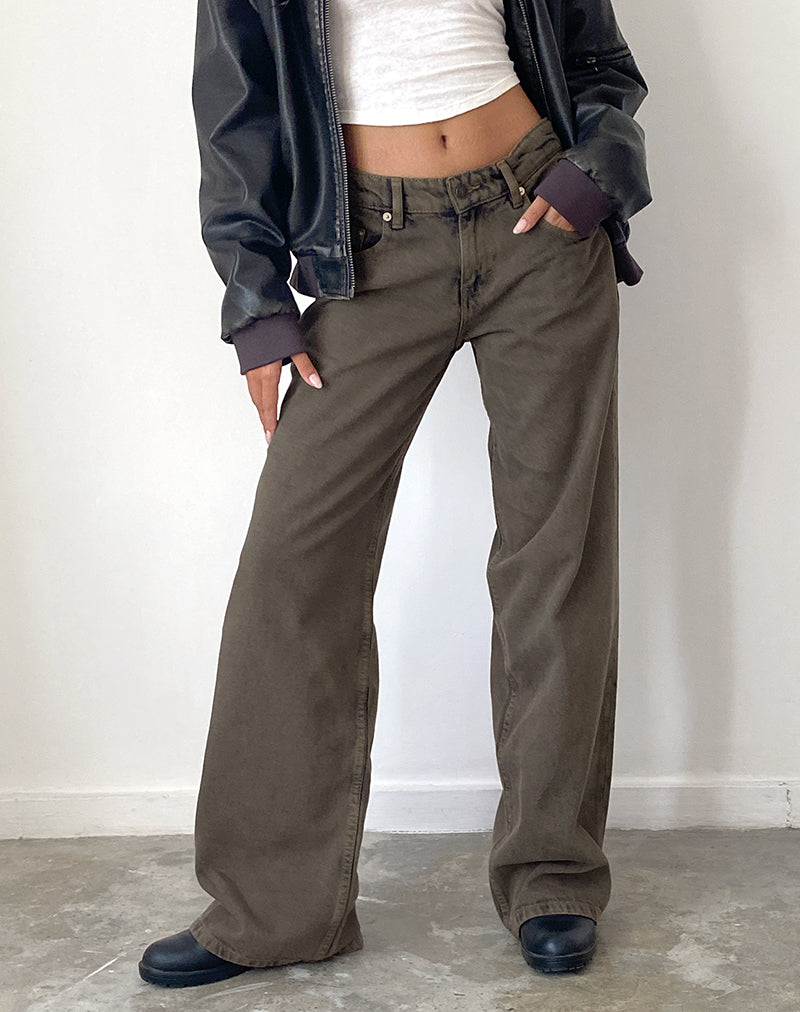Roomy Extra Wide Low Rise Jeans in Donker Zwart Zand