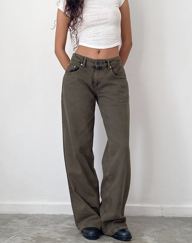 Afbeelding van Roomy Extra Wide Low Rise Jeans in Donker Zwart Zand