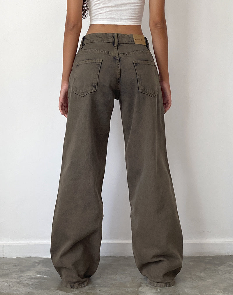 Afbeelding van Roomy Extra Wide Low Rise Jeans in Donker Zwart Zand