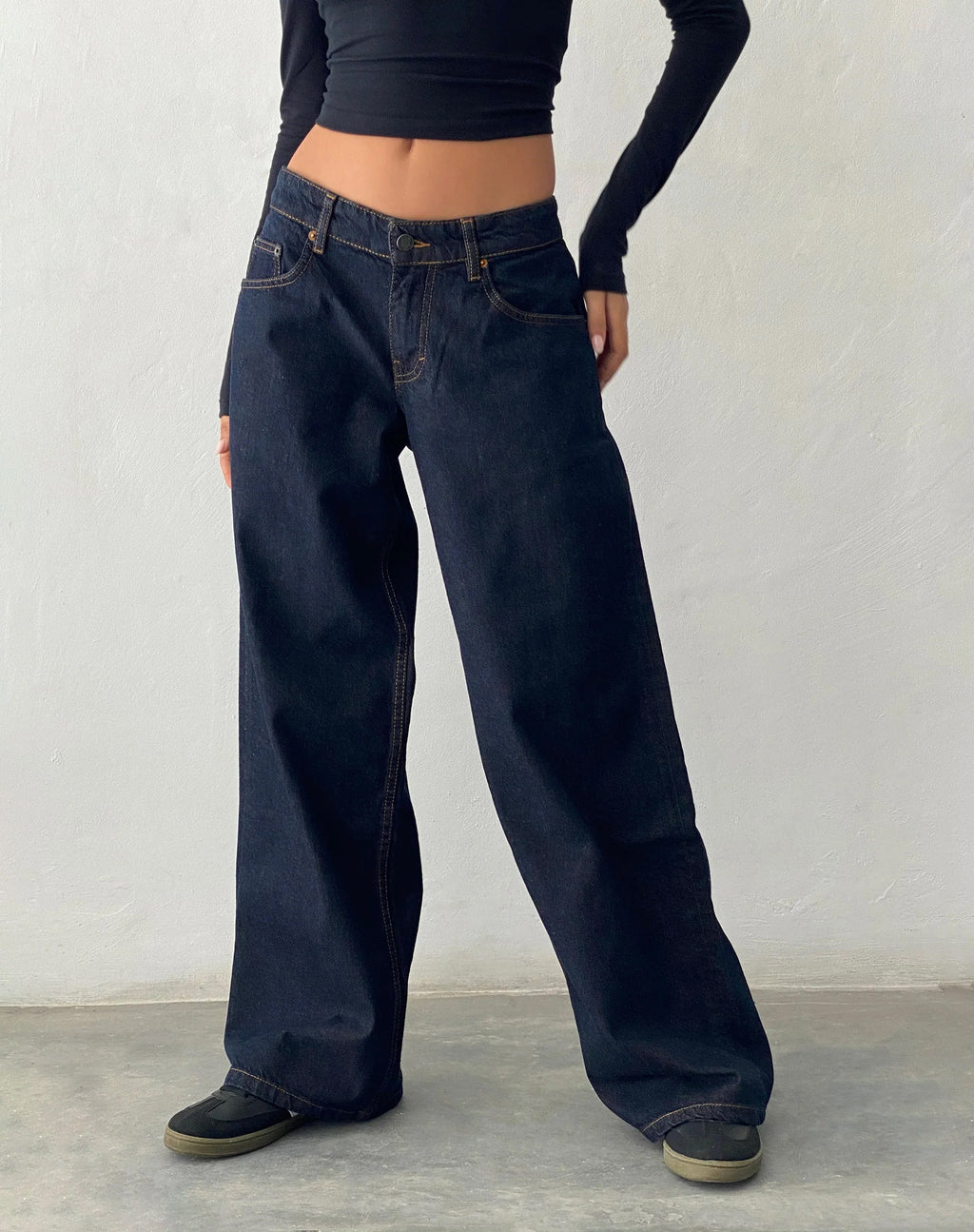 Extra wijde jeans met lage taille in Indigo