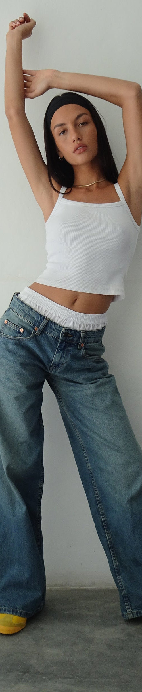 Afbeelding van Roomy Extra Wide Low Rise Jeans in Vintage Blue Green