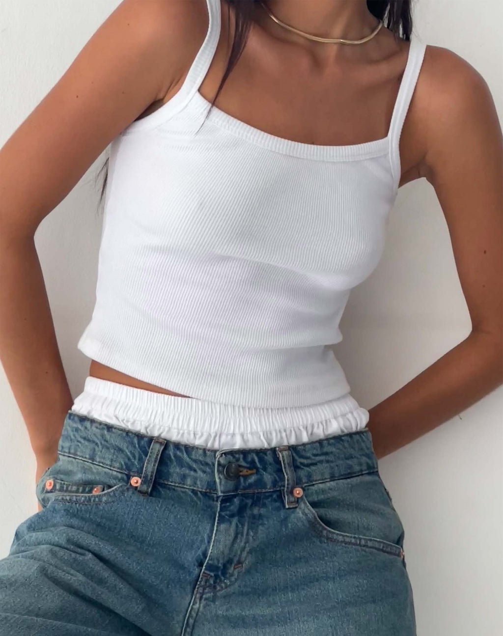 Aus Geribd Vest Top in Wit