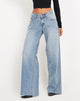 Afbeelding van Roomy Extra Wide Raw Hem Jeans in Vintage Blue Wash