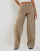 Afbeelding van Roomy Low Rise Extra Wide Broek in Pinstripe Stone