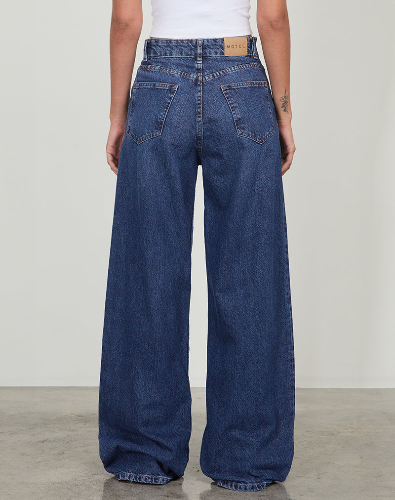 Afbeelding van Roomy Extra Wide Low Rise Jeans in Mid Blue Used