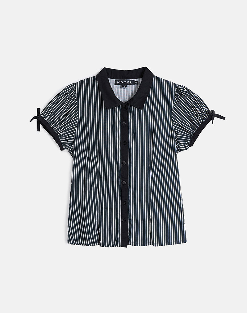 Afbeelding van Rosabe Blouse in zwart en grijs monostreep