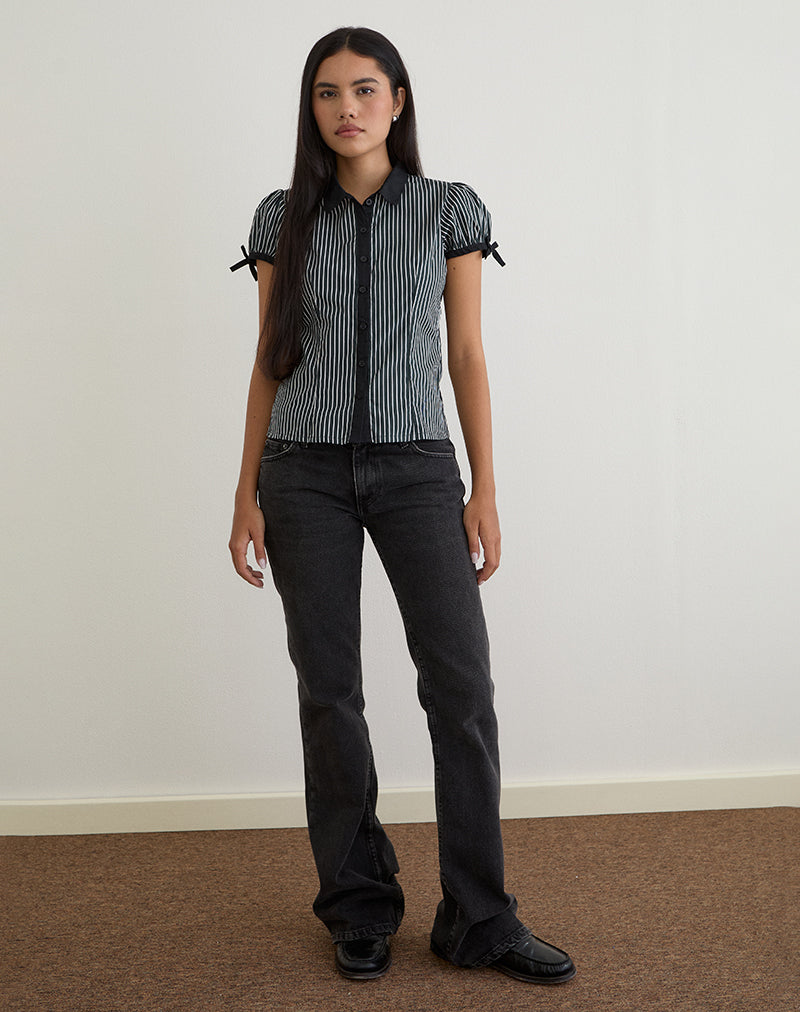 Afbeelding van Rosabe Blouse in zwart en grijs monostreep