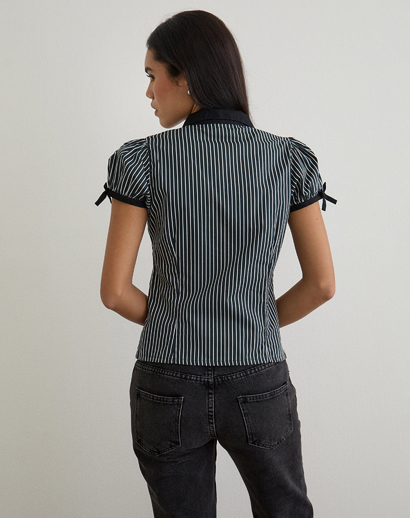 Afbeelding van Rosabe Blouse in zwart en grijs monostreep