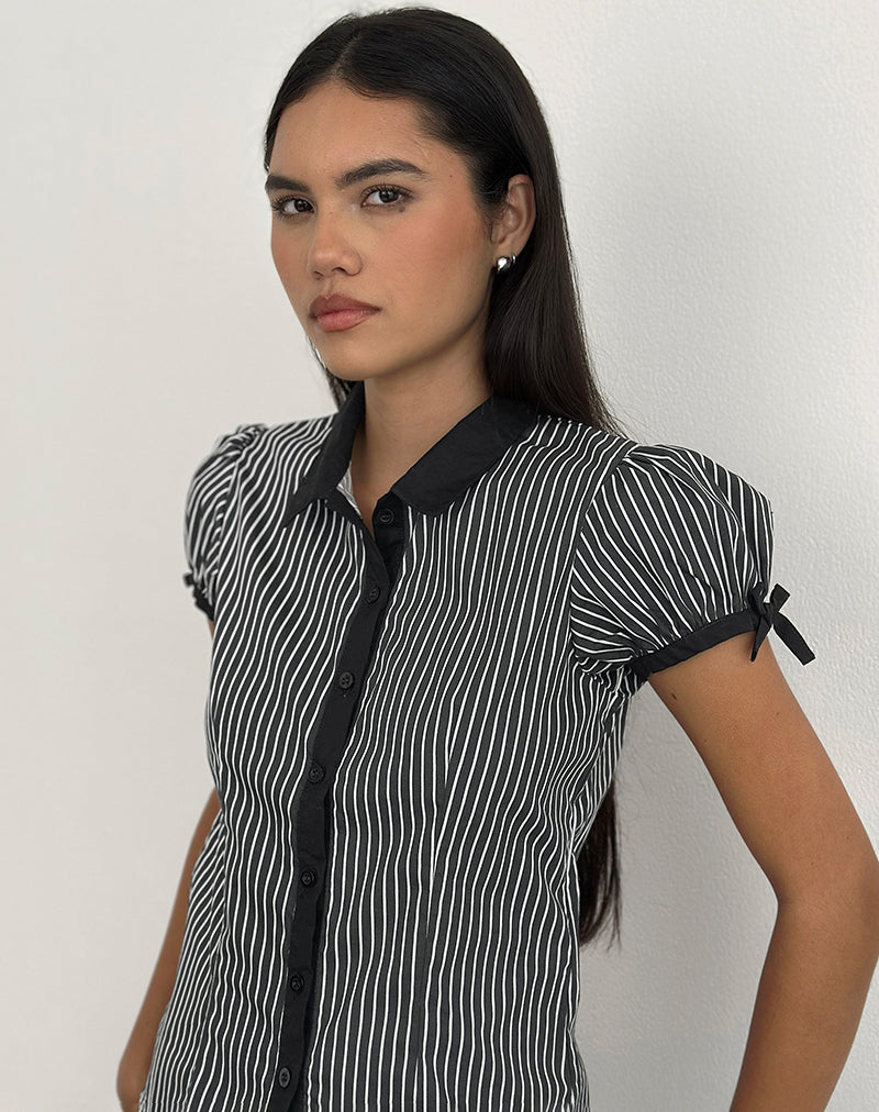 Afbeelding van Rosabe Blouse in zwart en grijs monostreep