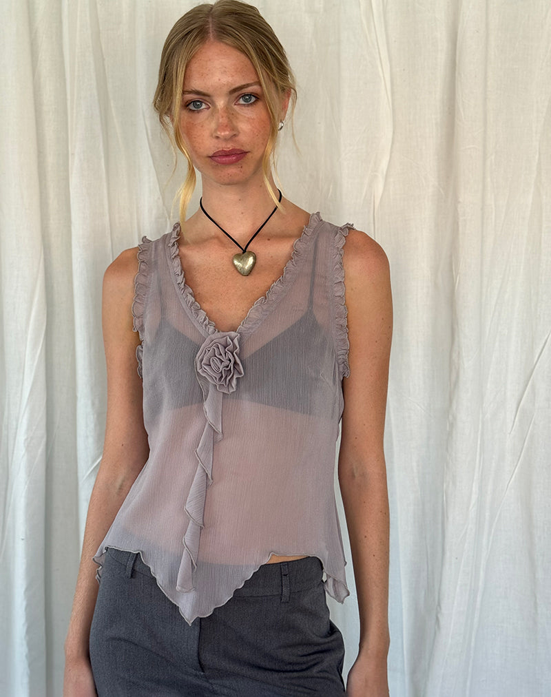 Rosalinda Top in Chiffon Lila Grijs