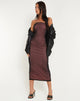Afbeelding van Rosbandi Bandeau Midi Dress in Zwart-Roze Voering