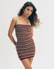 Afbeelding van Rosbina Bandeau Mini Dress in Shimmer Stripe Knit Rust