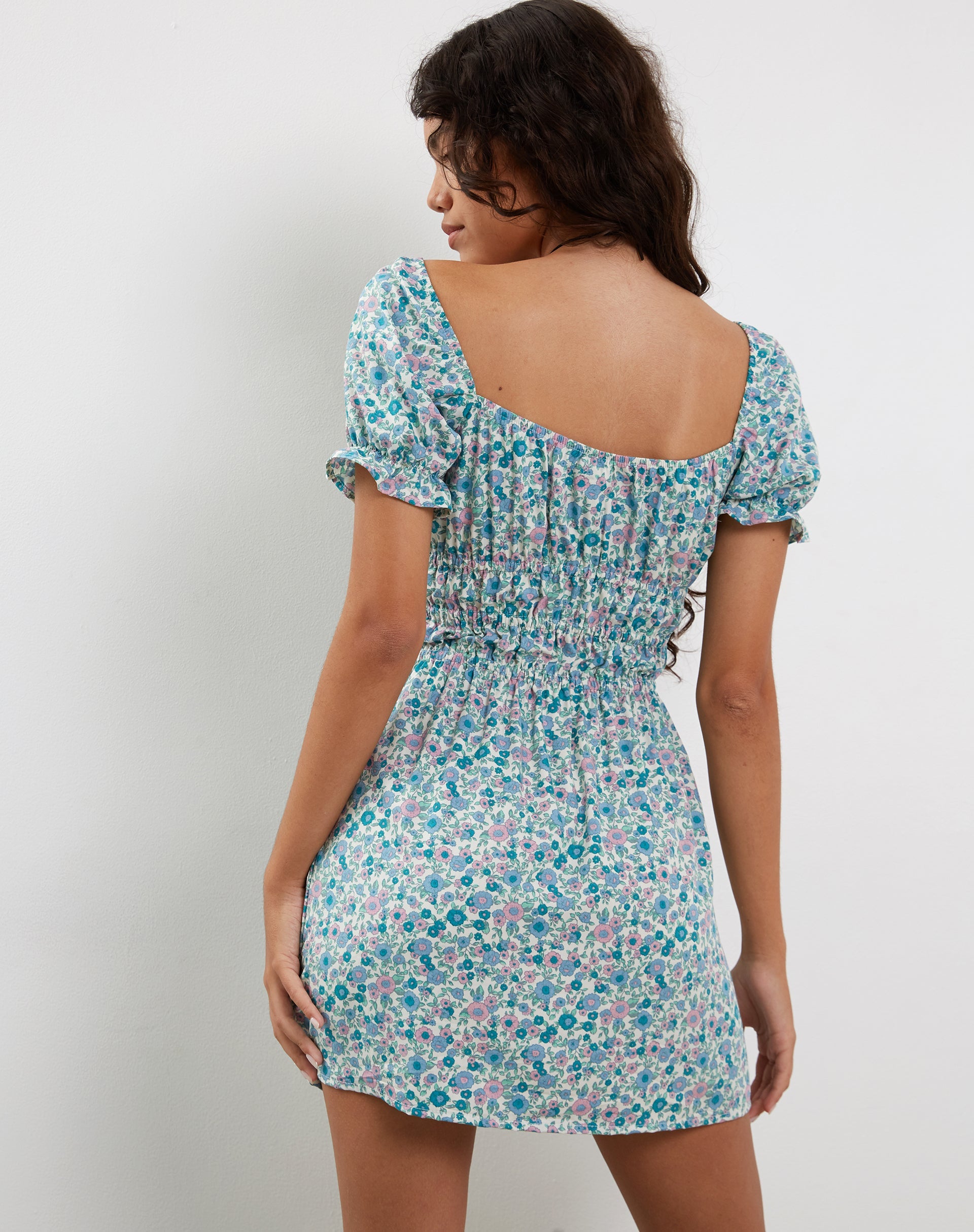 Afbeelding van Rosmilly Mini Dress in Flower Power Blauw