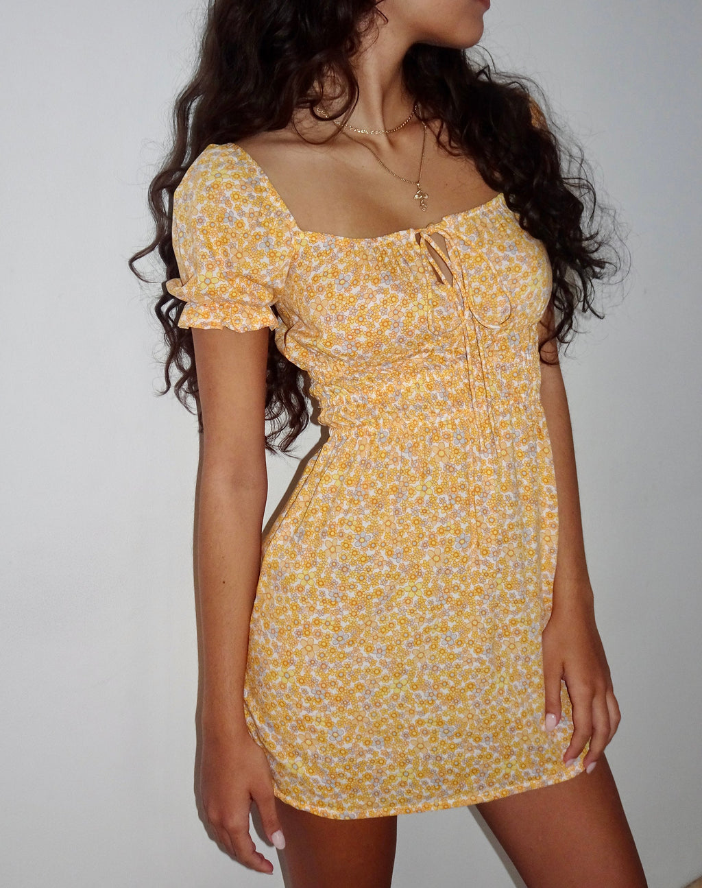 Rosmilly Mini Dress in Flower Garden Geel