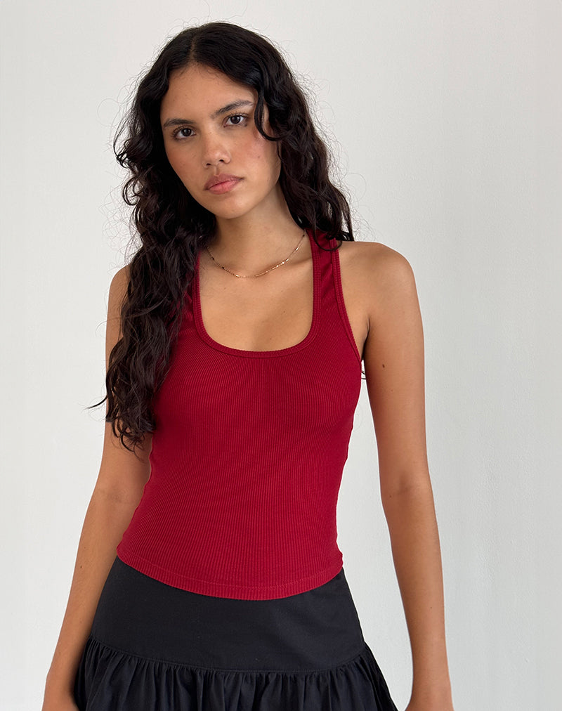 Roxe Geribd Vest Top in Adrenaline Rood