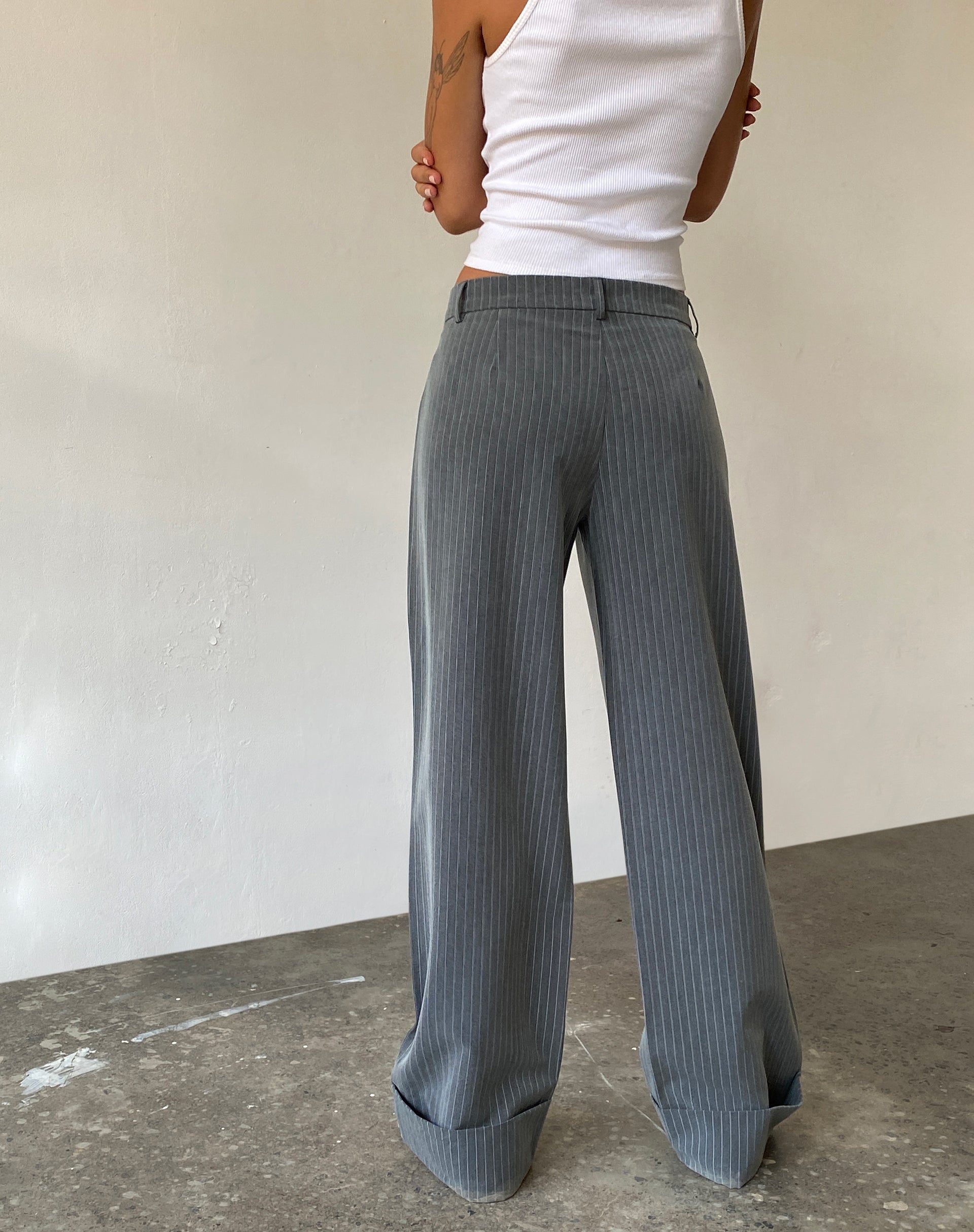 Afbeelding van Abba Lage Broek in Pinstripe Grijs
