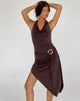 Afbeeldingen van Ruebelle Halterneck Asymmetrische Midi Dress in Mocca