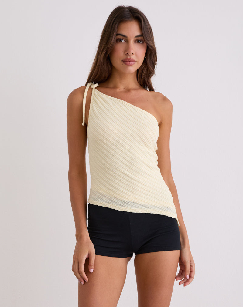 Afbeelding van Rusana Top in Sheer Diagonal Knit Buttercream
