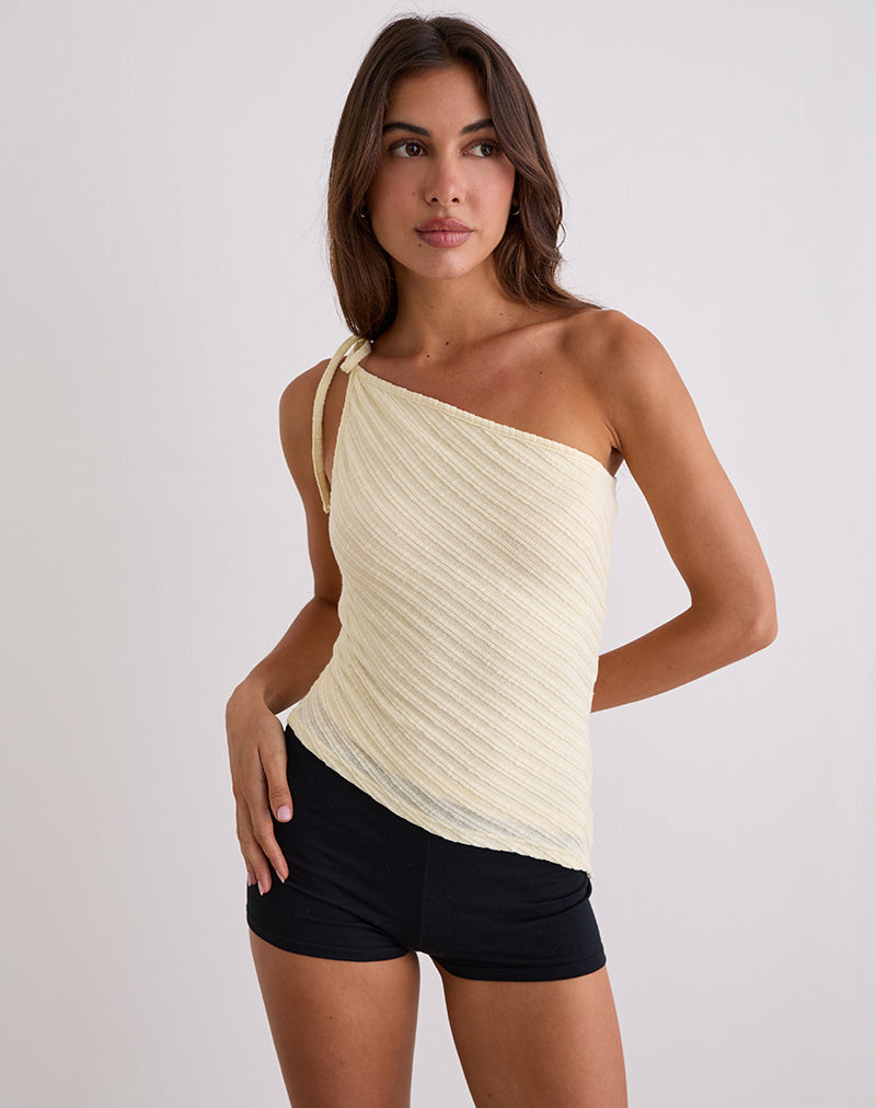 Afbeelding van Rusana Top in Sheer Diagonal Knit Buttercream