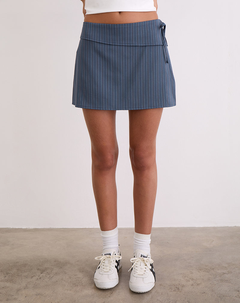 Afbeelding van Ryker Skort in Stretch Tailoring Krijtstreep Navy