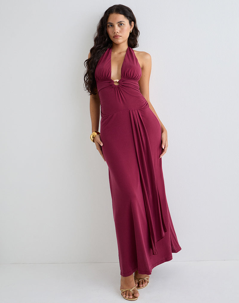Afbeelding van Ryoko Maxi Dress in Cupro Bourgondië