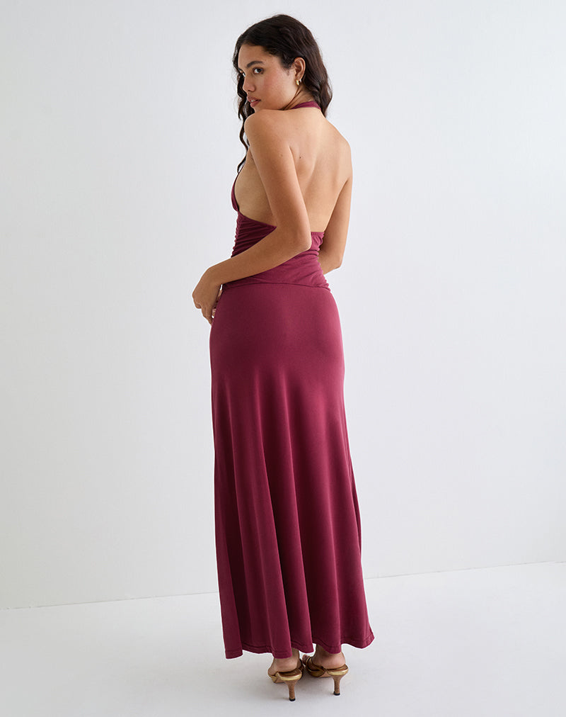 Afbeelding van Ryoko Maxi Dress in Cupro Bourgondië