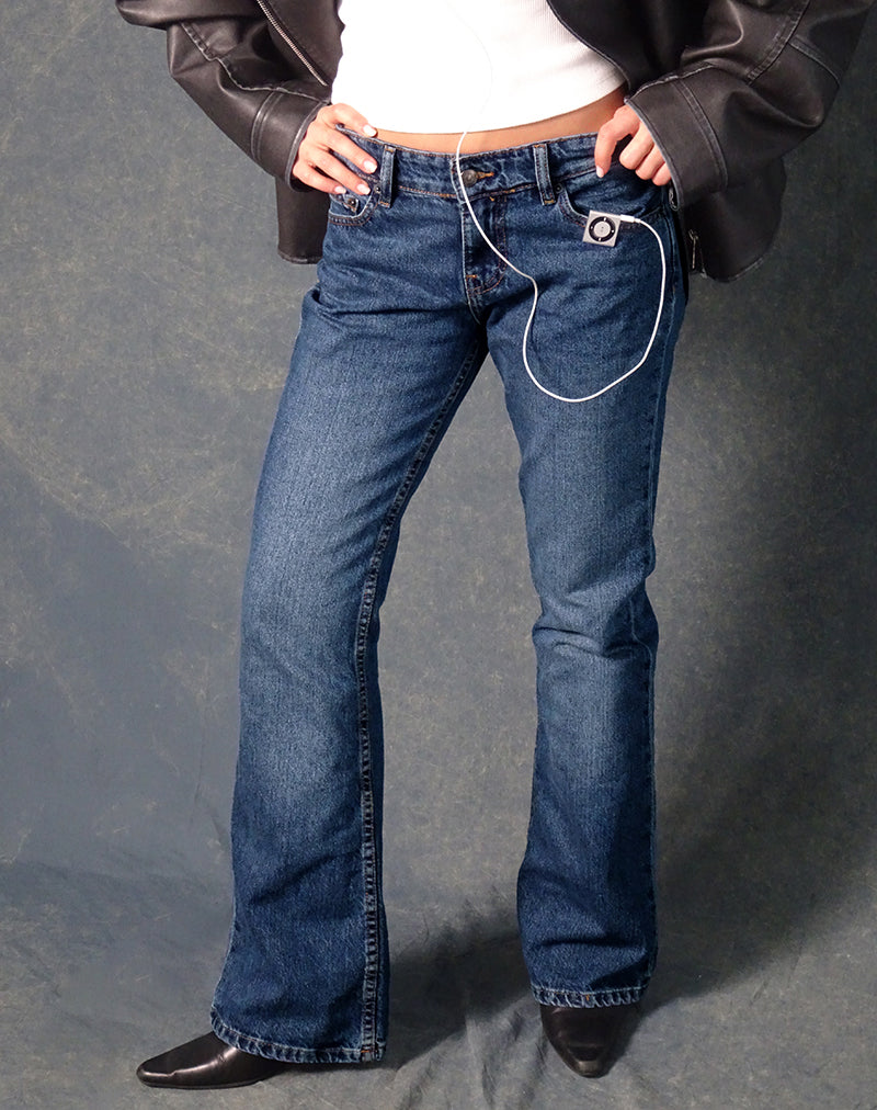 Afbeelding van Rigid Low Rise Flare Jeans In Mid Blue Used