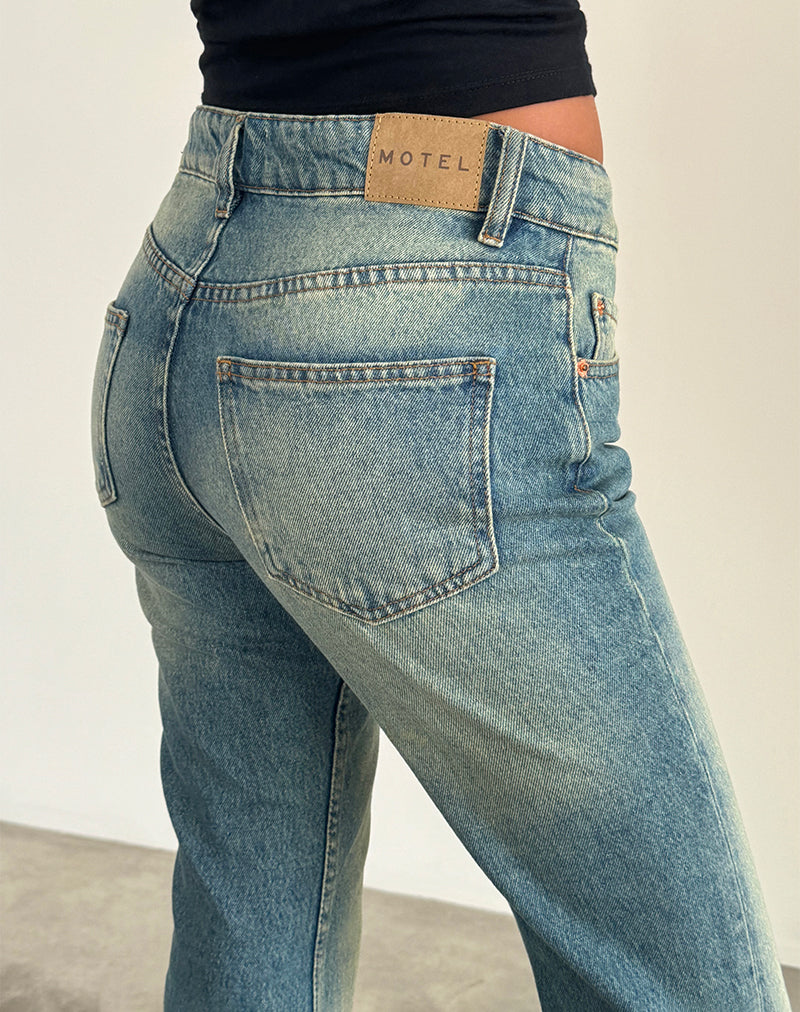 Afbeelding van Rigid Low Rise Flare Jeans in Zeegroen