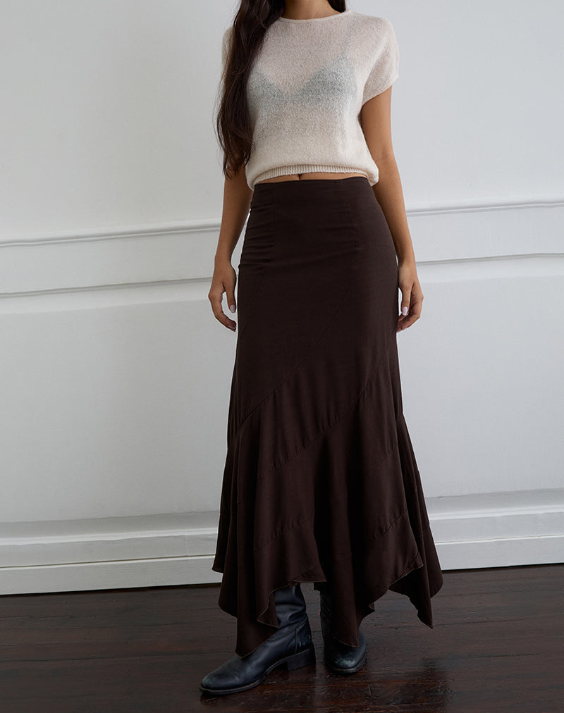 Rombe Maxi rok in Bittere Chocolade
