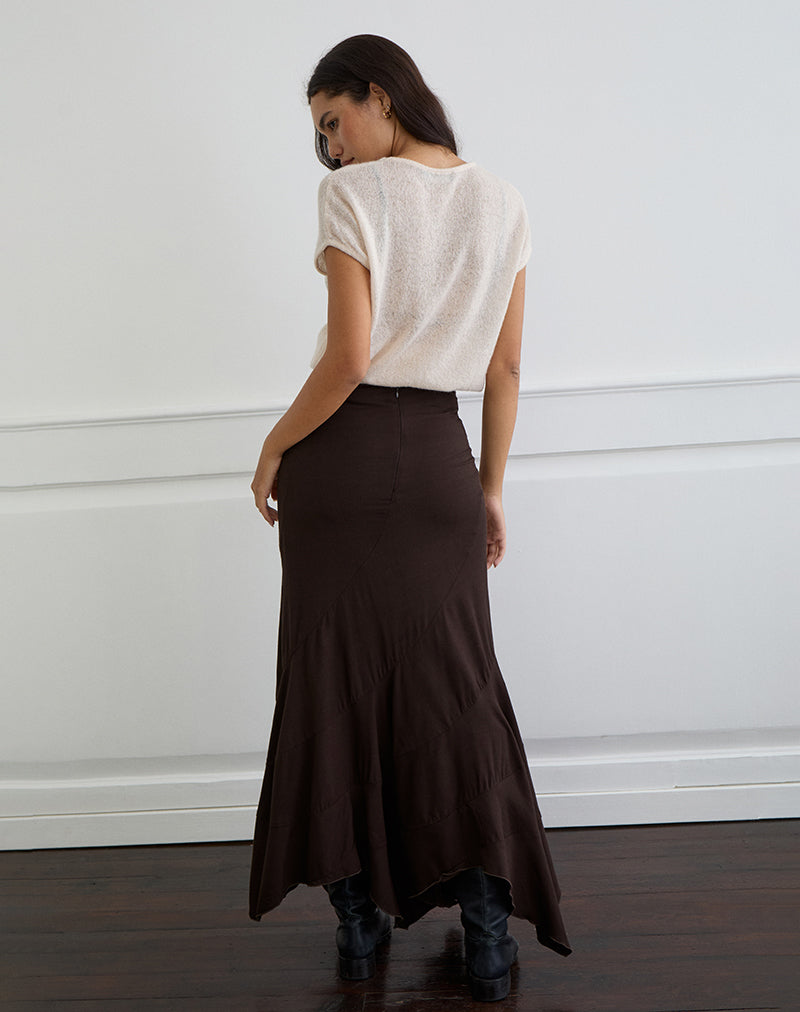 Afbeelding van Rombe Maxi Rok in Bittere Chocolade