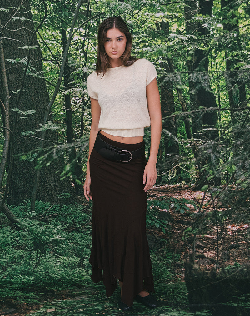 Rombe Maxi rok in Bittere Chocolade