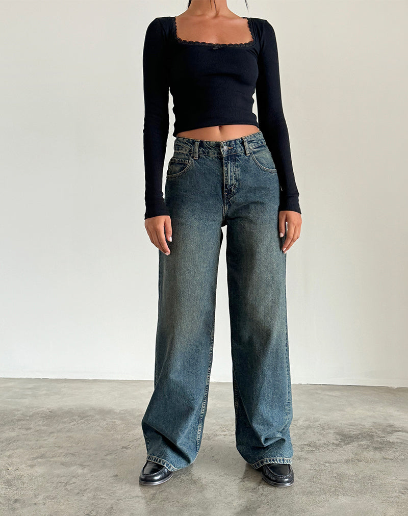 Afbeelding van Roomy Extra Wide Jeans in Bruin Blauw Acid