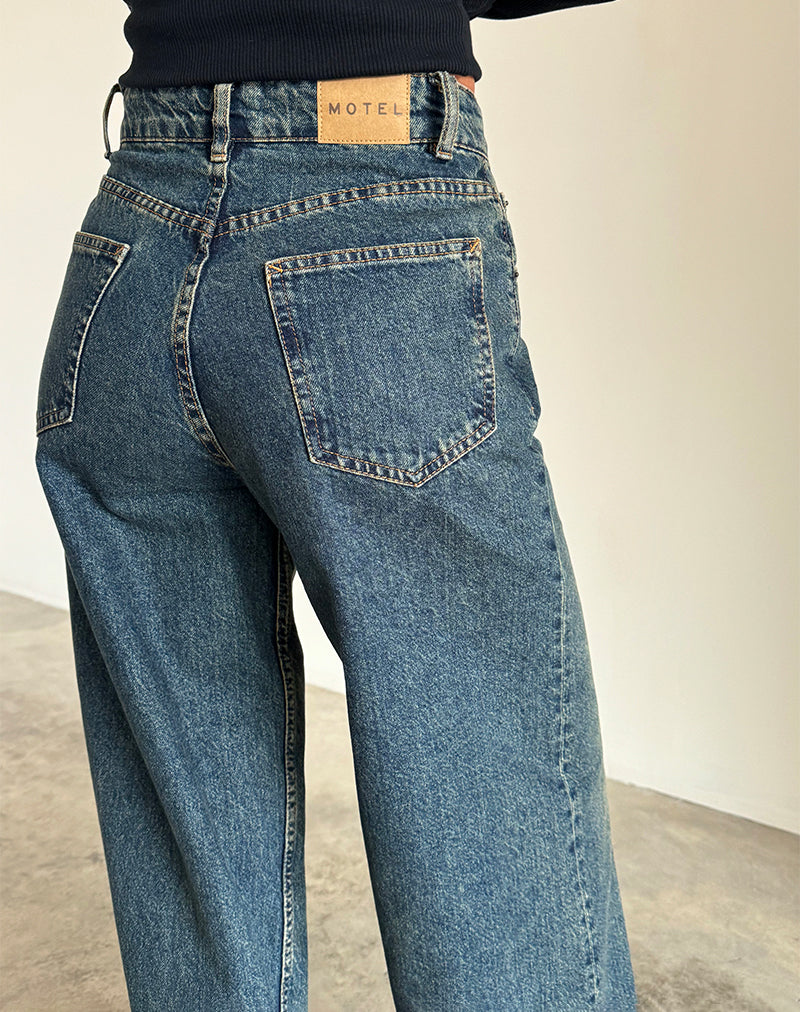 Afbeelding van Roomy Extra Wide Jeans in Bruin Blauw Acid