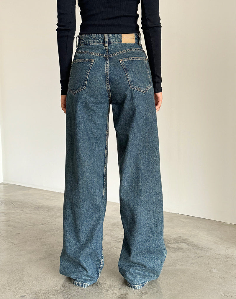 Afbeelding van Roomy Extra Wide Jeans in Bruin Blauw Acid