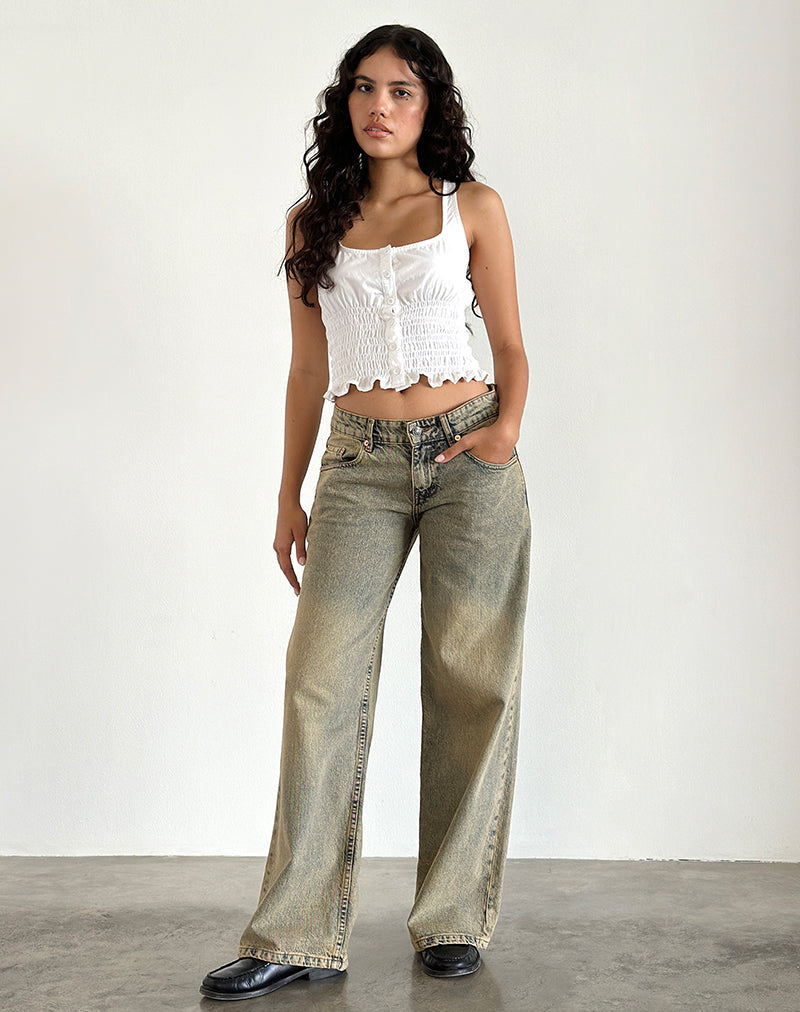 Afbeelding van Roomy Extra Wide Leg Low Rise Jeans in Sandy Blue Acid