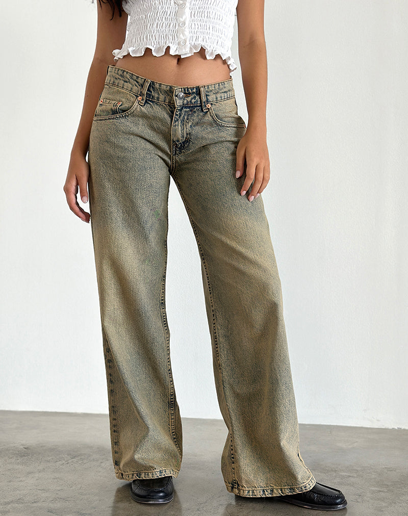 Afbeelding van Roomy Extra Wide Leg Low Rise Jeans in Sandy Blue Acid