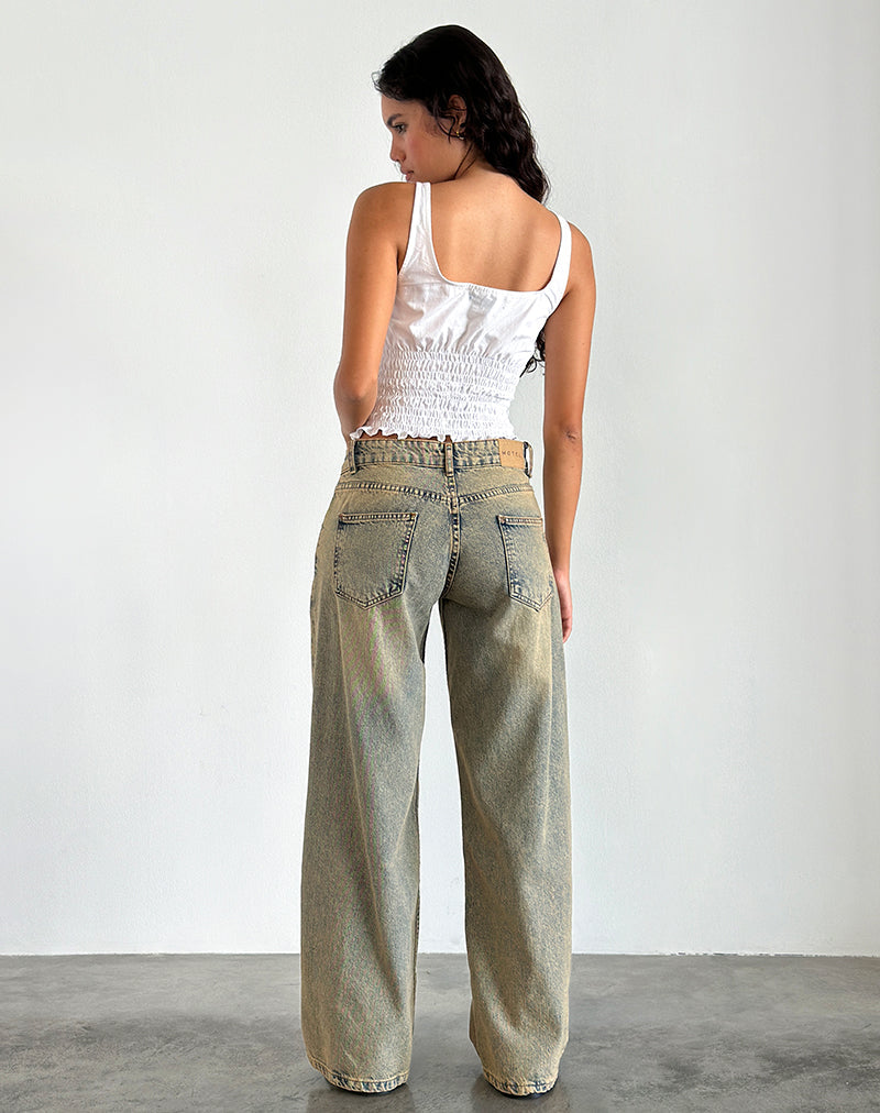 Afbeelding van Roomy Extra Wide Leg Low Rise Jeans in Sandy Blue Acid