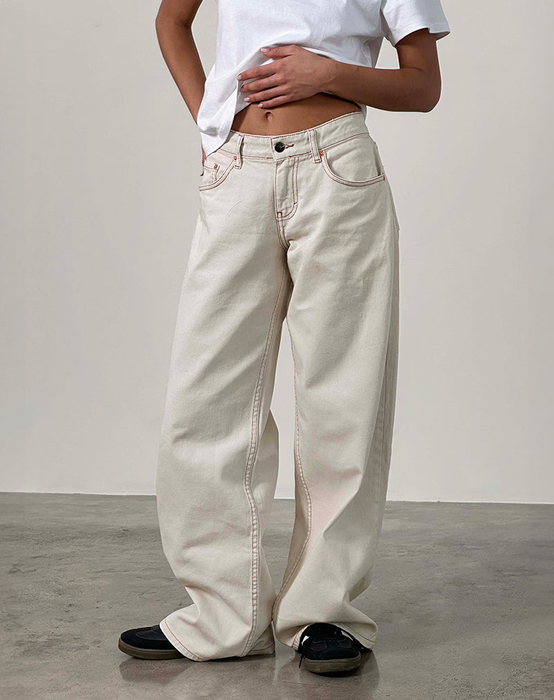 Afbeelding van Roomy Extra Wide Low Rise Jeans in Off White