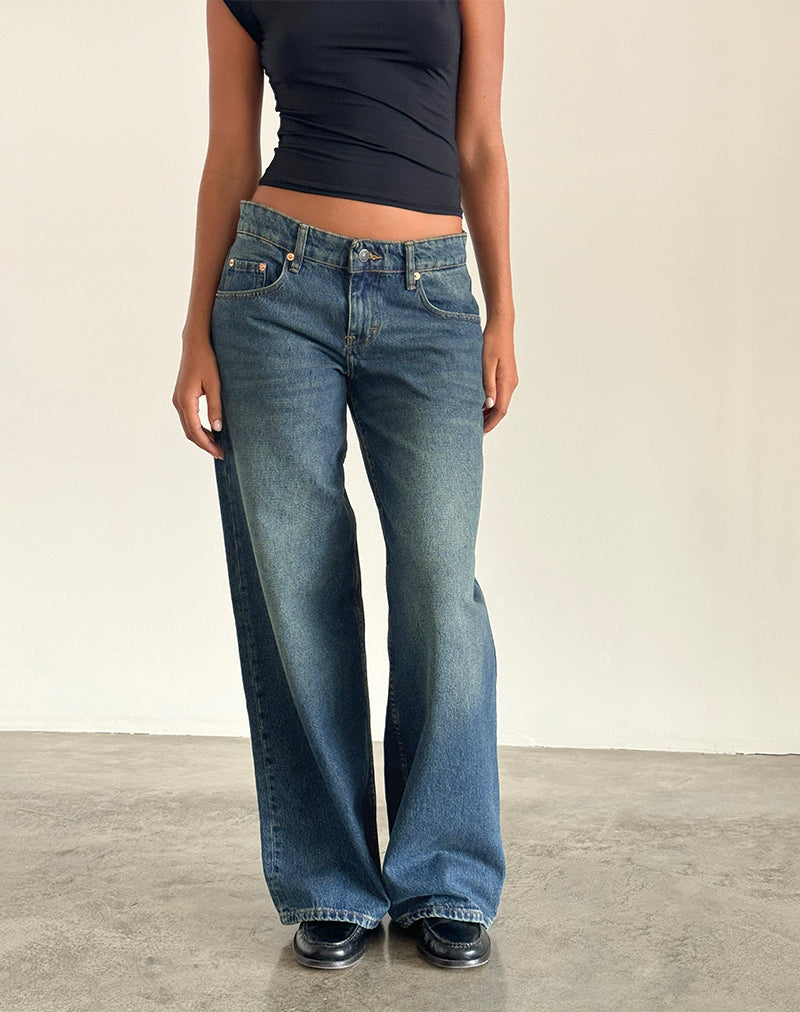 Afbeelding van Roomy Extra Wide Low Rise Jeans in Helderblauw