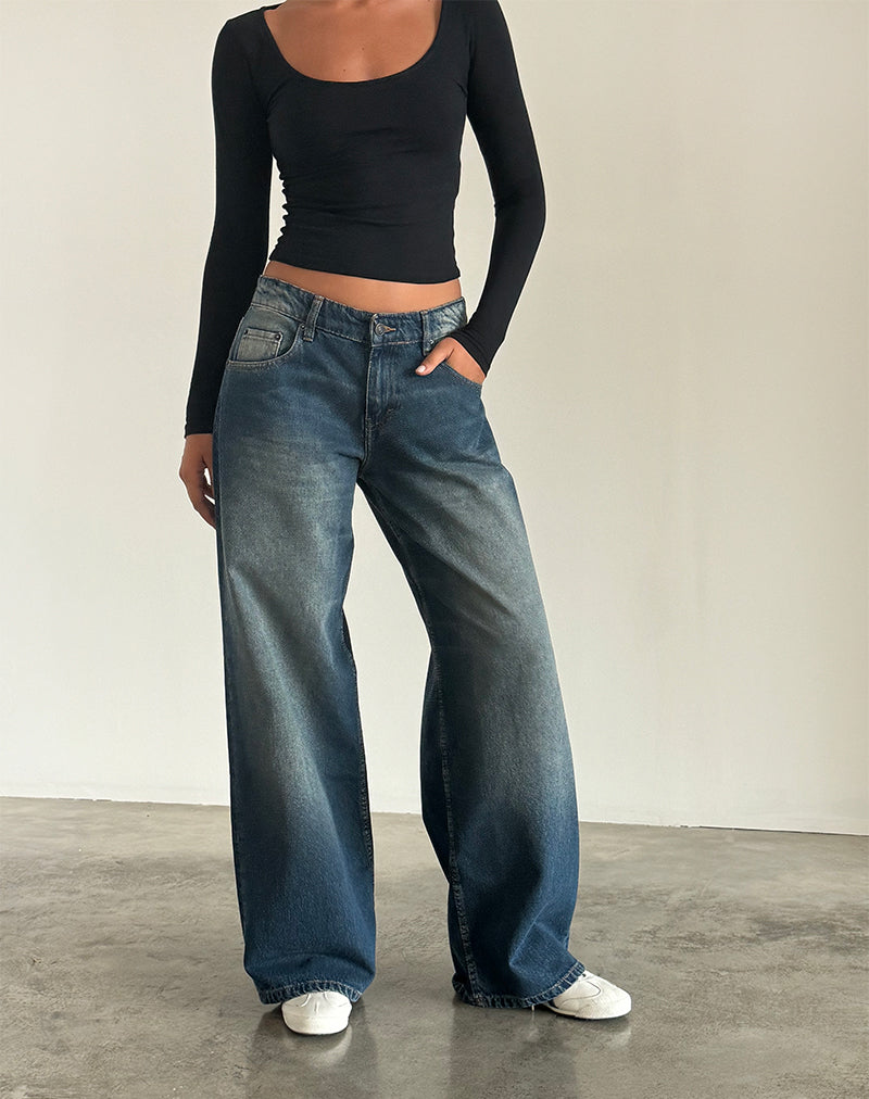 Afbeelding van Roomy Extra Wide Low Rise Jeans in Dark Vintage
