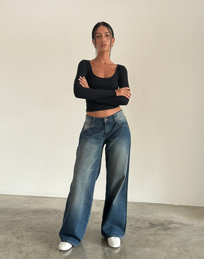Afbeelding van Roomy Extra Wide Low Rise Jeans in Dark Vintage