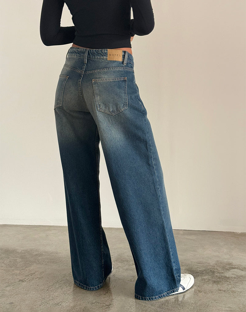 Afbeelding van Roomy Extra Wide Low Rise Jeans in Dark Vintage